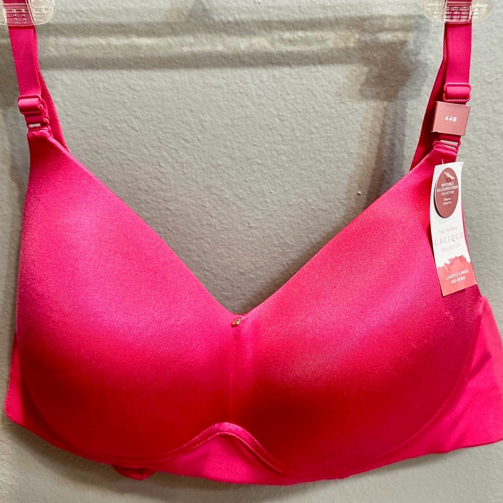 NEW W/TAGS Cacique Pink Invisible Back Smoother Lightly Lined No Wire Bra - 44B